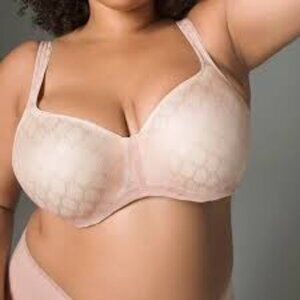 ✅ Soma Stunning Support Geo Lace Balconette Bra Size 44DD TAN ADJUSTABLE STRAPS